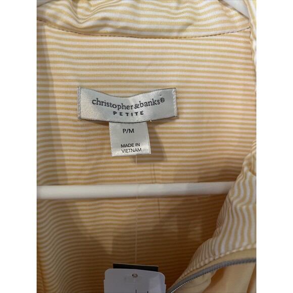 NWT Christopher & Banks Puffer Vest Zip Women PM Petite Pockets Quilted Yellow - Picture 2 of 9